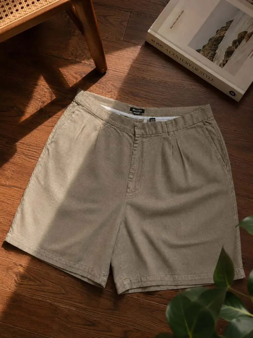 Brandini Linen Blend Shorts Beige Neutral Coastal Old Money Size 40